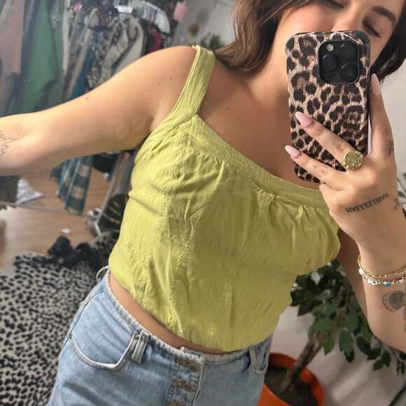 Free People Scarlett Cropped Tank Top in Tarragon Size Large - Picture 4 of 4
